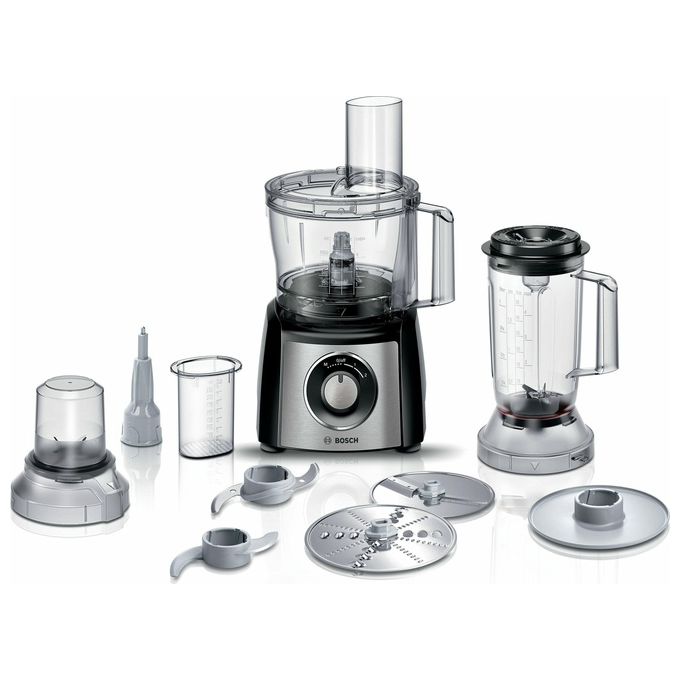 Robot da cucina BOSCH MCM3501M, Oltre 50 Funzioni, 800 W, Ciotola 2.3 L, Accessorio Frullatore e Tritatutto Inclusi, Tanti Accessori per Macinare, Affettare, Impastare, Nero
