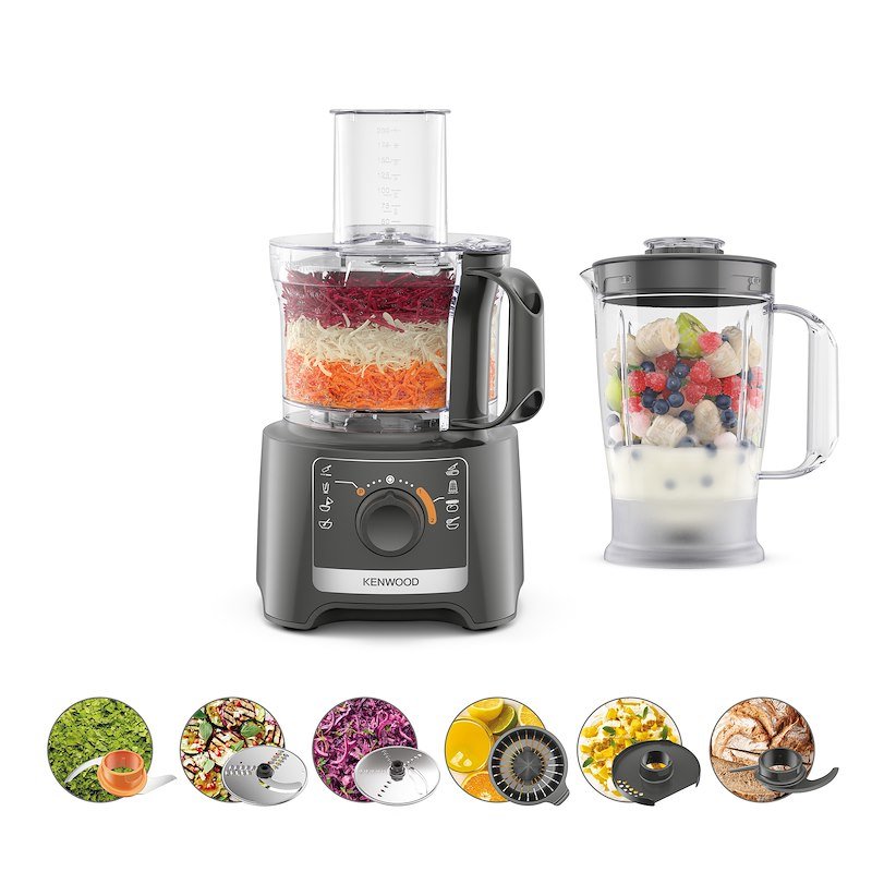 Robot da cucina KENWOOD MultiPro Compact FDP31.360GY con lama in acciaio inox, 2.1L, 800W, Grigio
