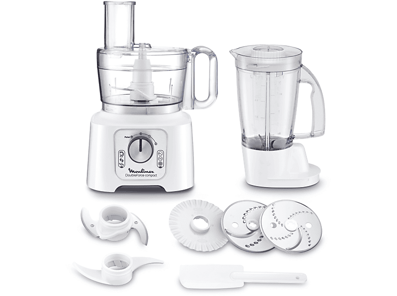 Robot da cucina MOULINEX DOUBLEFORCECOMPACT FP5441, 800 W, 6 velocità, con ciotola 2,2l e vaso frullatore 1,25l
