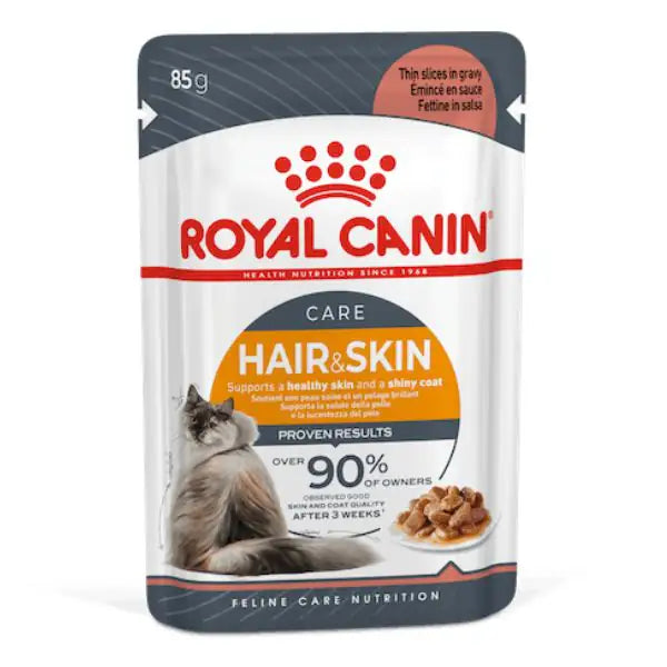 Royal Canin Hair & Skin in Salsa 85 gr - confezione da 12 pezzi - Cibo umido per gatti - 1° ORDINE? scegli tra BZR5 - BZR20 + 200 pt fedeltà