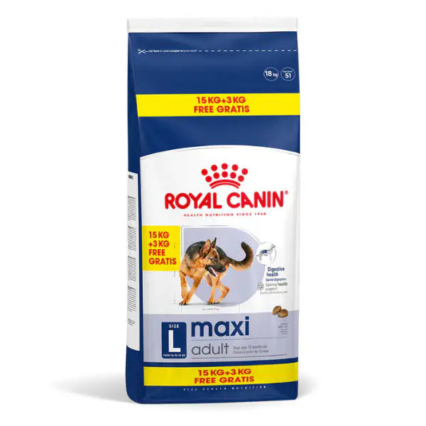 Royal Canin Maxi Dog Adult 15 kg + 3 kg gratis! (scadenza: 07/11/2026) - Croccantini per cani - 1° ORDINE? scegli tra BZR5 - BZR20 + 200 pt fedeltà