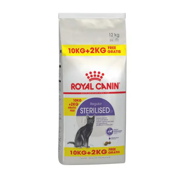 Royal Canin Sterilised 37 Cat Food 10 kg + 2 kg gratis! (scadenza: 03/02/2027) - Croccantini per gatti - 1° ORDINE? scegli tra BZR5 - BZR20 + 200 pt fedeltà