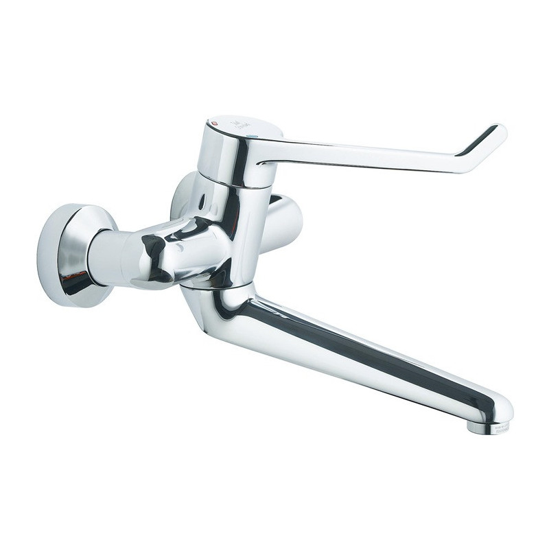 Rubinetto Di Sicurezza A Parete Per Lavabo Ceraplus Monocomando 280mm 180mm Leva N. Connessioni Bloccabili