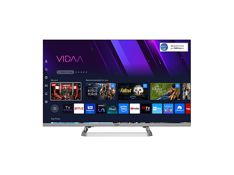 SABA SA32SM10VDA TV LED, SMART TV, 32 ", HD, Processore Quad Core CA53, Classe E