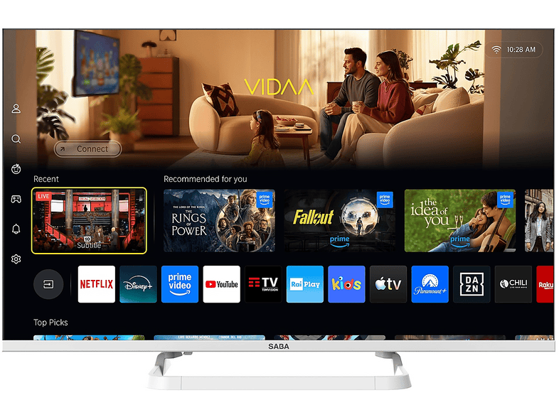 SABA SA32WHM10VDA TV LED, SMART TV, 32 ", HD, Processore CA53 x4, Classe E