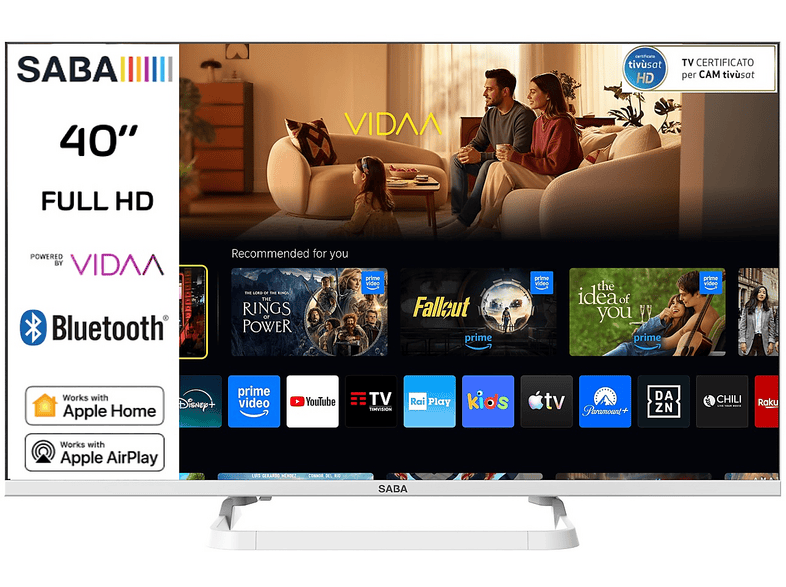 SABA SA40WFM10VDA, SMART TV, 40 ", LED, Full-HD, Processore CA53 x4, Classe E