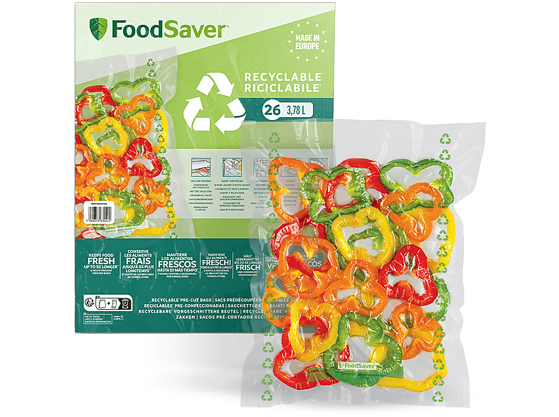 SACCHETTI SOTTOVUOTO FOODSAVER 26 sacchetti ricicl 3,87l