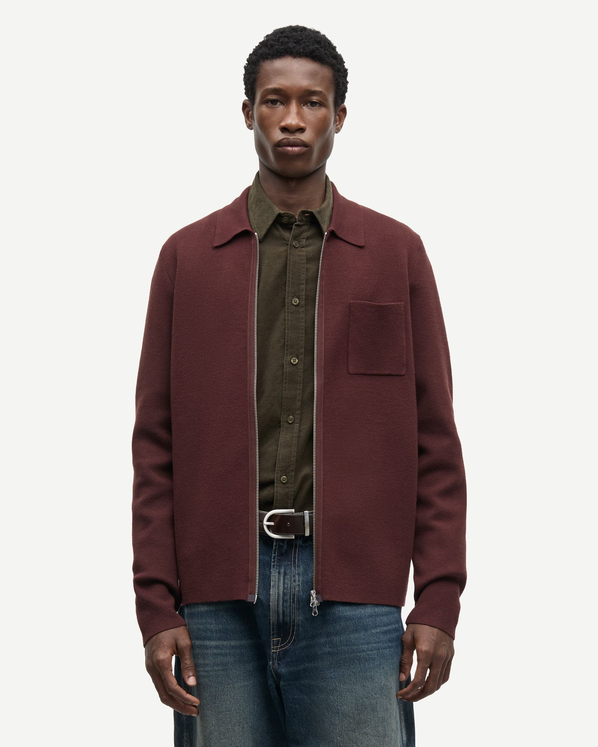 Samsoe Samsoe Polo Guna Full Zip Bitter Chocolate