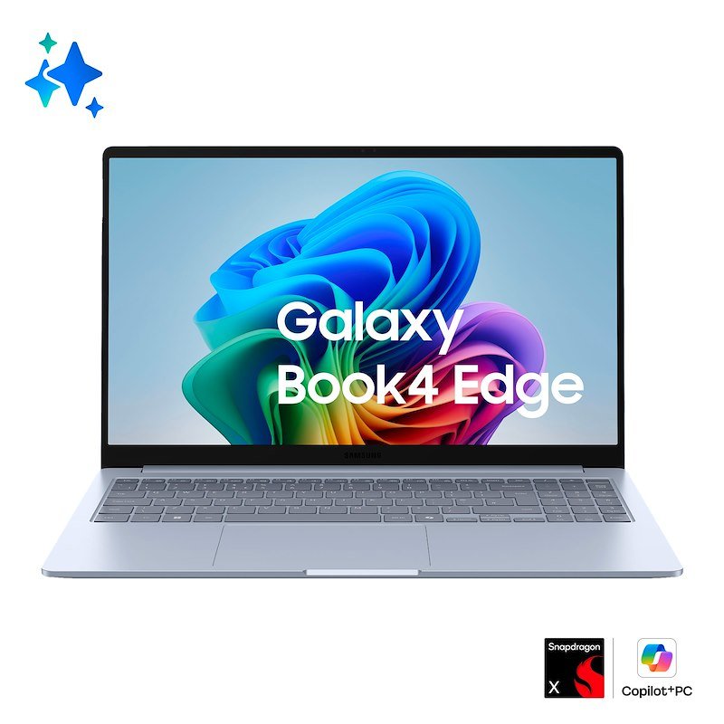 SAMSUNG Galaxy Book4 Edge NOTEBOOK, 15,6 ", processore Qualcomm Snapdragon X X1-26-100, Adreno™ Onboard Graphics, RAM 16 GB, 512 GB Flash, Sapphire, Windows 11 Home