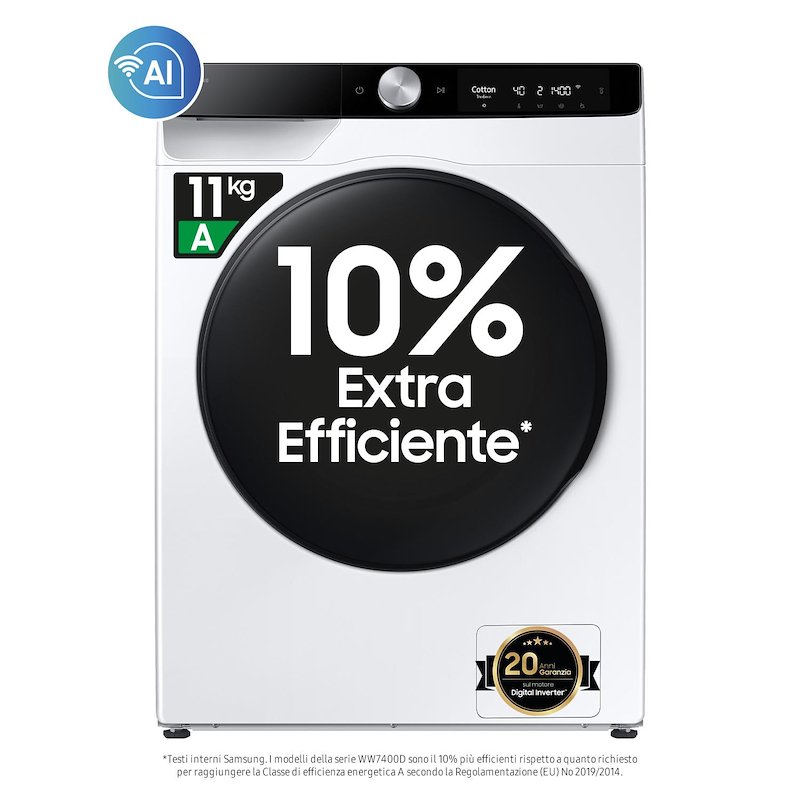 Samsung - Lavasciuga 11/6 Kg Wd11dg6b85bku3 Classe A-bianca Con Oblò E Display Nero