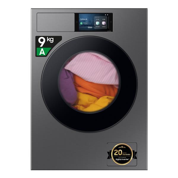Samsung - Lavatrice Wf90f09c4su3 9kg Classe A-dark Silver Steel - Oblò Nero