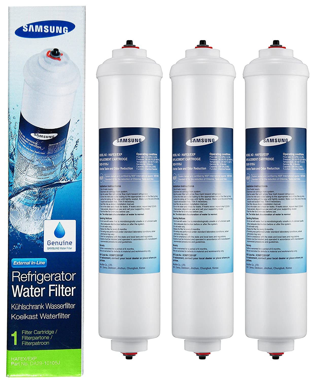 Samsung – Lot De 3 Filtres À Eau Pour Réfrigérateur Américain – Compatible Modèles Da29-10105j, Hafex/exp – Filtration Haute Performance