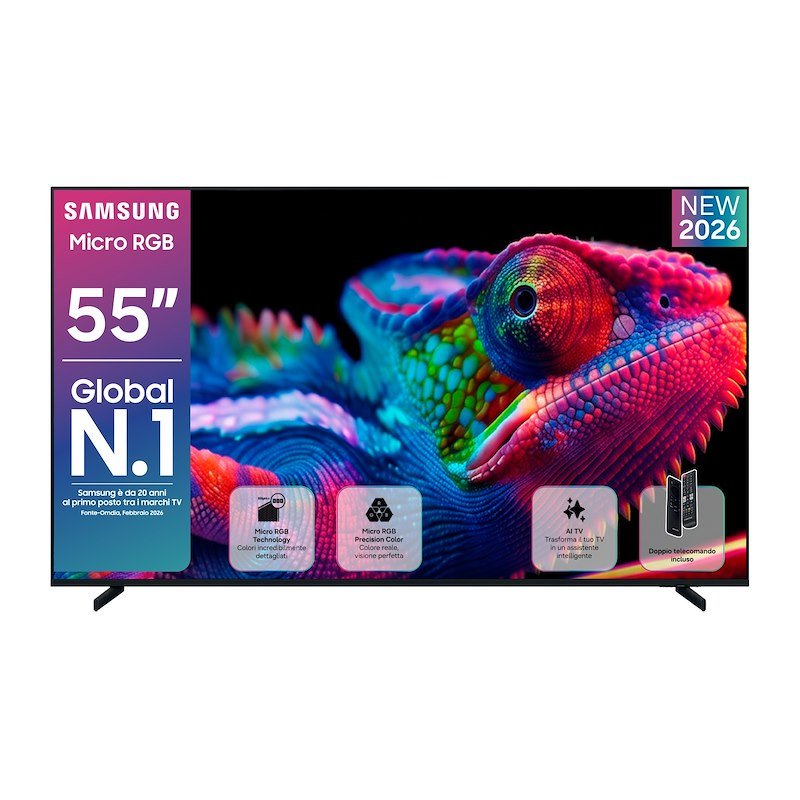 SAMSUNG Micro RGB AI TV 55" MRE55R85HAUXZT, Engine, Color Booster Pro, 4K Upscaling, Motion Xcelerator 144Hz, Dolby Atmos & OTS Lite, Monolith Edge Design, Vision Smart TV, 2026