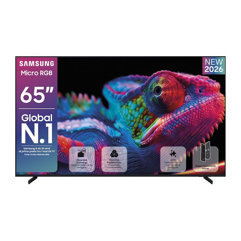 SAMSUNG Micro RGB AI TV 65" MRE65R85HAUXZT, Engine, Color Booster Pro, 4K Upscaling, Motion Xcelerator 144Hz, Dolby Atmos & OTS Lite, Monolith Edge Design, Vision Smart TV, 2026