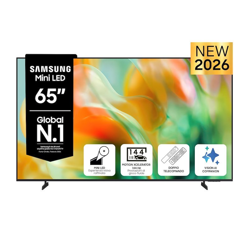 SAMSUNG Mini LED AI TV 65" UE65M80HAUXZT 4K, Processore NQ4 Gen2, 4K Upscaling, Color Booster Pro, OTS Lite, Metal Stream Design, Vision Smart TV, 2026