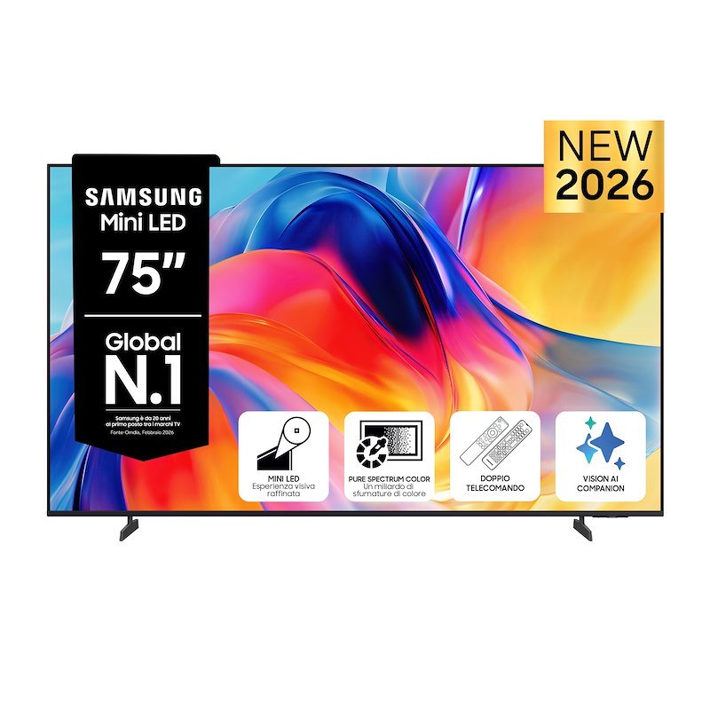 SAMSUNG Mini LED AI TV 75" UE75M70HAUXZT 4K, Processore 4K, 4K Upscaling, Color Booster, OTS Lite, Metal Stream Design, Vision Smart TV, 2026