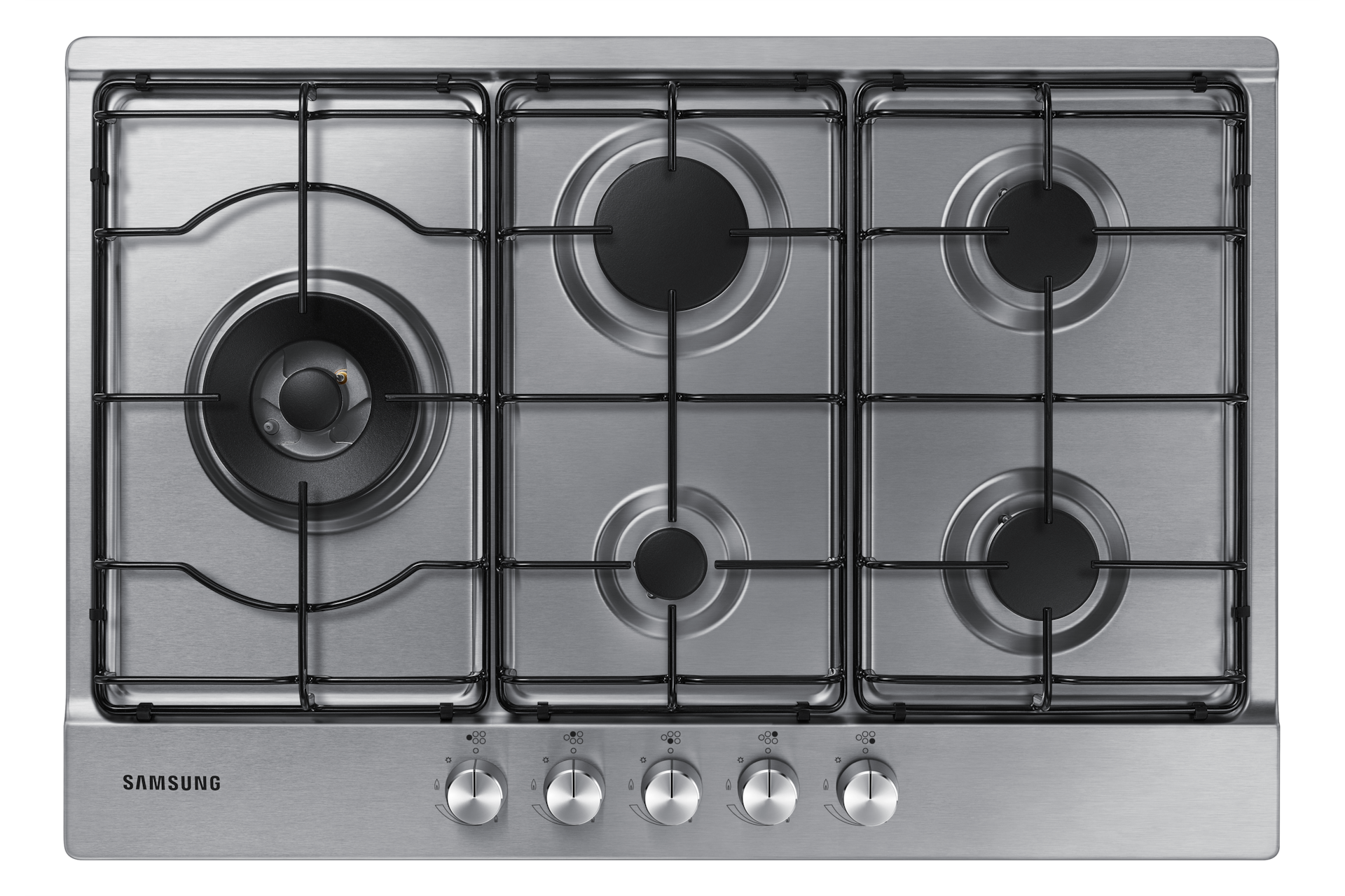 SAMSUNG NA75M3130AS/ET PIANO COTTURA GAS, 5 zone di cottura, dimensioni: L 75 cm, P 51 piano in Acciaio inossidabile,
