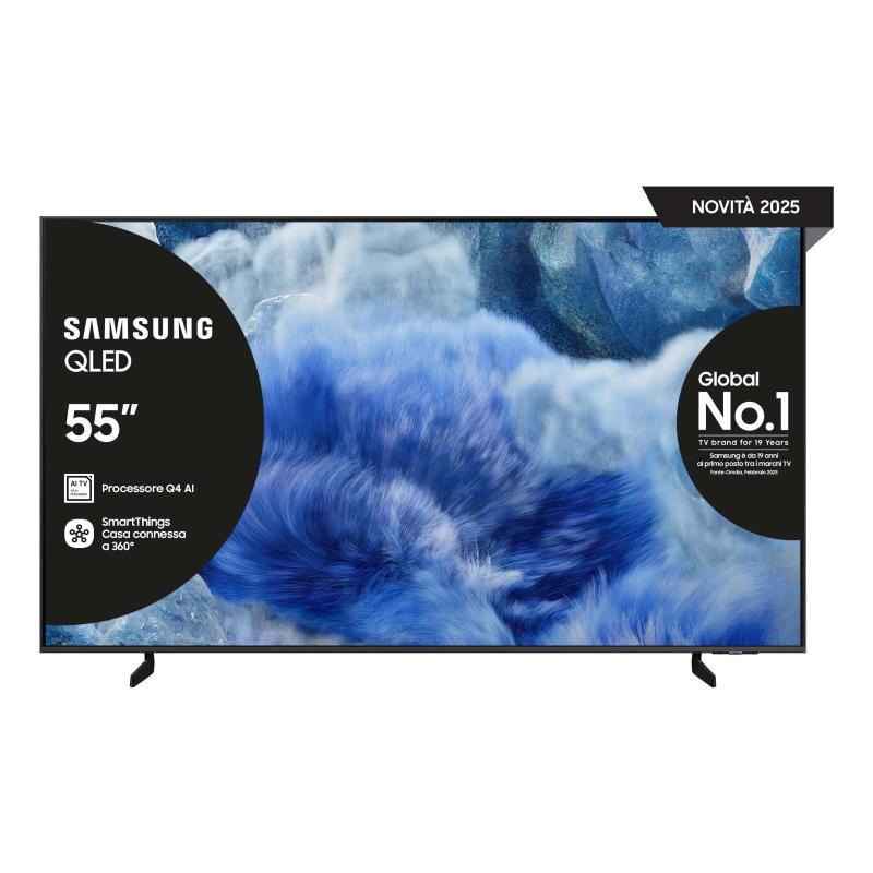 SAMSUNG QE55Q8FAAUXZT, Smart TV QLED 55'', 4K, Processore Q4 AI, 4K Upscaling, Color Booster Pro, OTS Lite, Air Slim Design