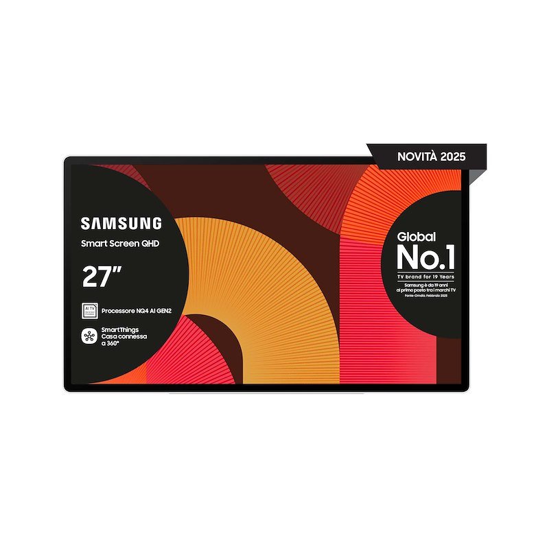 SAMSUNG UE27LSM7FAXXXE TV LED, 27’’, QHD, Full AI, Moving Style con Schermo Touchscreen, Dolby Atmos