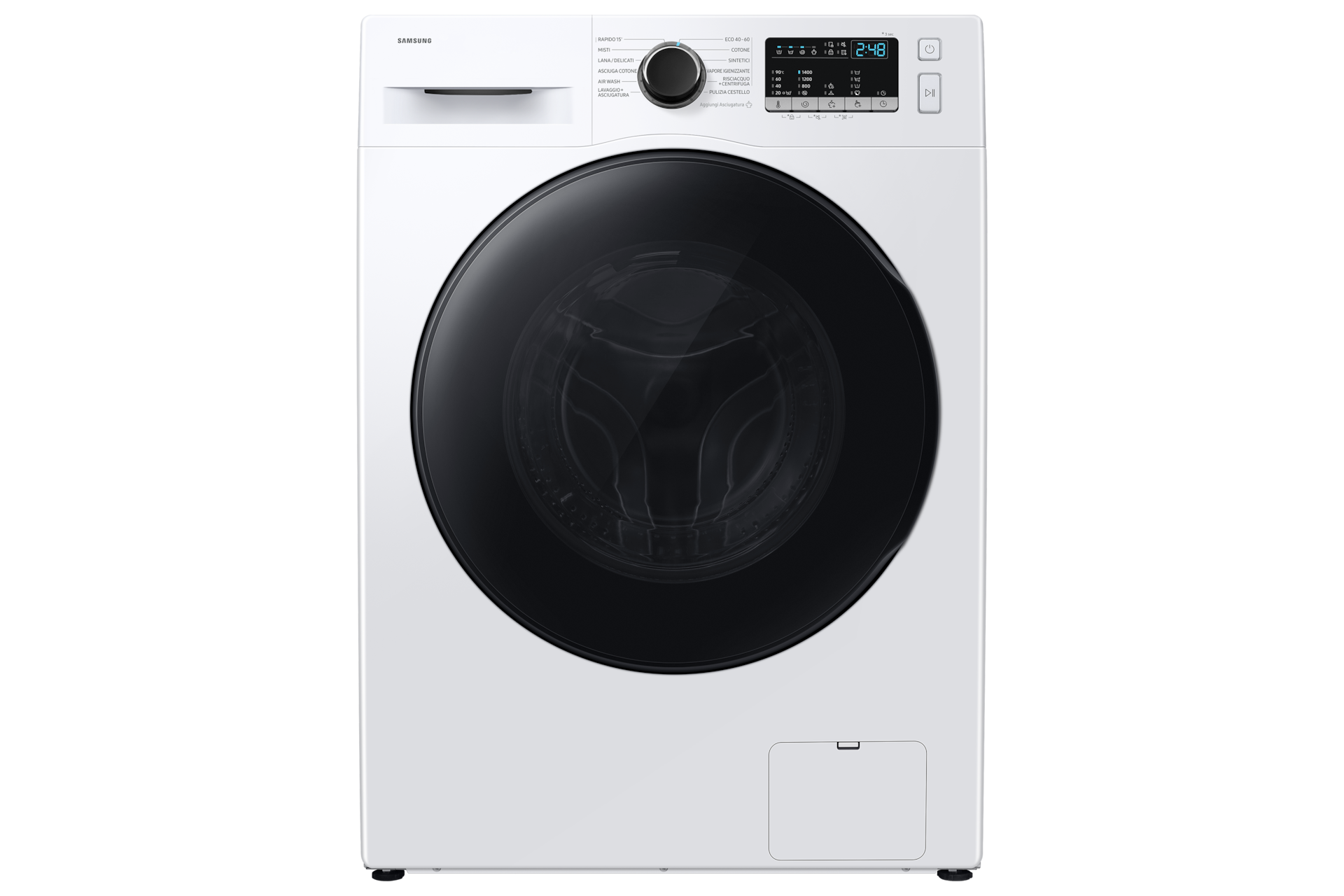 SAMSUNG WD80HG4U04BEET LAVASCIUGA, Caricamento frontale, capacità lavaggio 8 kg, asciugatura 6 12 programmi, Profondità 49,5 cm, Giri 1400 rpm, Bianco, Classe E