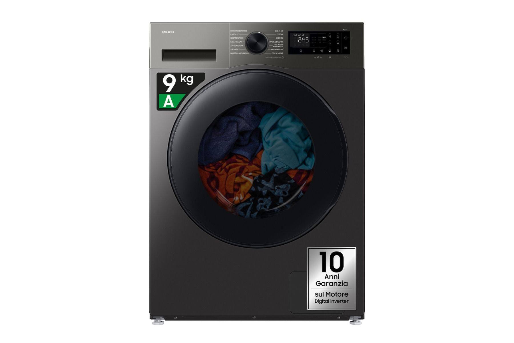 SAMSUNG WD90HG5U34BXET LAVASCIUGA, Caricamento frontale, capacità lavaggio 9 kg, asciugatura 6 14 programmi, Profondità 59 cm, Giri 1400 rpm, Nero, Classe D