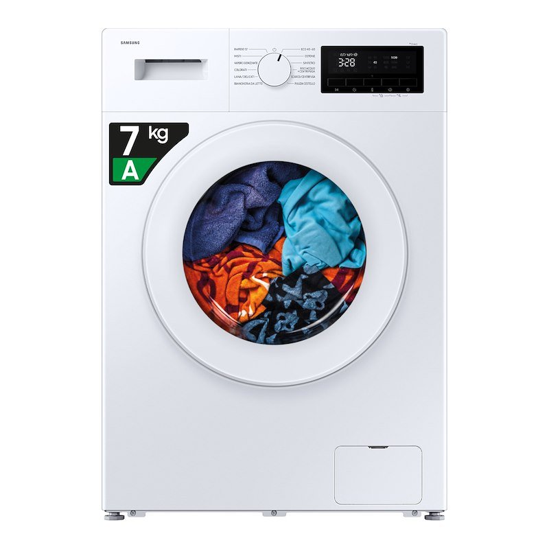 SAMSUNG WW70FG3M05TWET LAVATRICE SLIM, Caricamento frontale, 7 kg, 12 programmi, Profondità 45,5 cm, Giri 1200 rpm, Bianco, Classe A