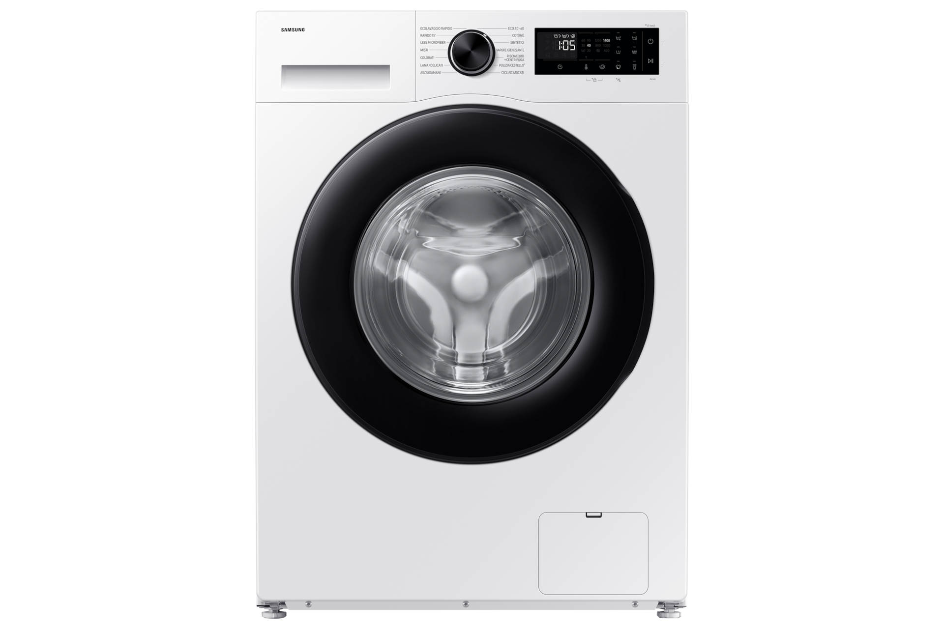 SAMSUNG WW90DG5G34AEET LAVATRICE SLIM, Caricamento frontale, 9 kg, 14 programmi, Profondità 48 cm, Giri 1400 rpm, Bianco, livello rumorosità centrifuga 72 dB(A), Classe A