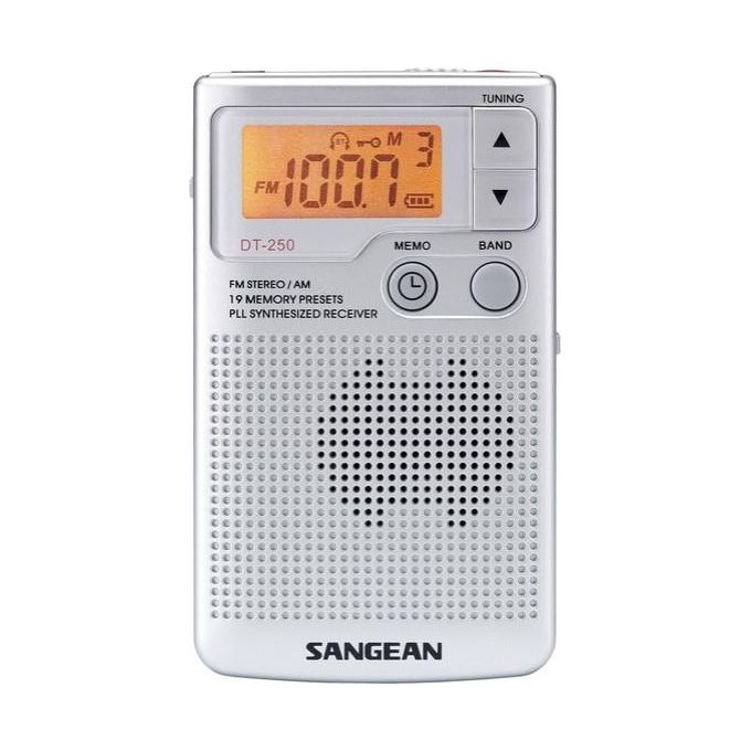 Sangean DT-250 Pocket 250 Radio Portatile FM AM con Memoria 19 Stazioni Keylock e Display LCD Illuminato colore Argento Sangean DT-250 Pocket 250 Radio Portatile FM AM con Memoria 19 Stazioni Keylock e Display LCD Illuminato colore Argento