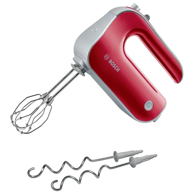 Sbattitore elettrico BOSCH MFQ40303, 500 W, 5 Velocità e Turbo, Leggero, Impugnatura Ergonomica, Fruste FineCreamer, Ganci in Acciaio Inox, Rosso