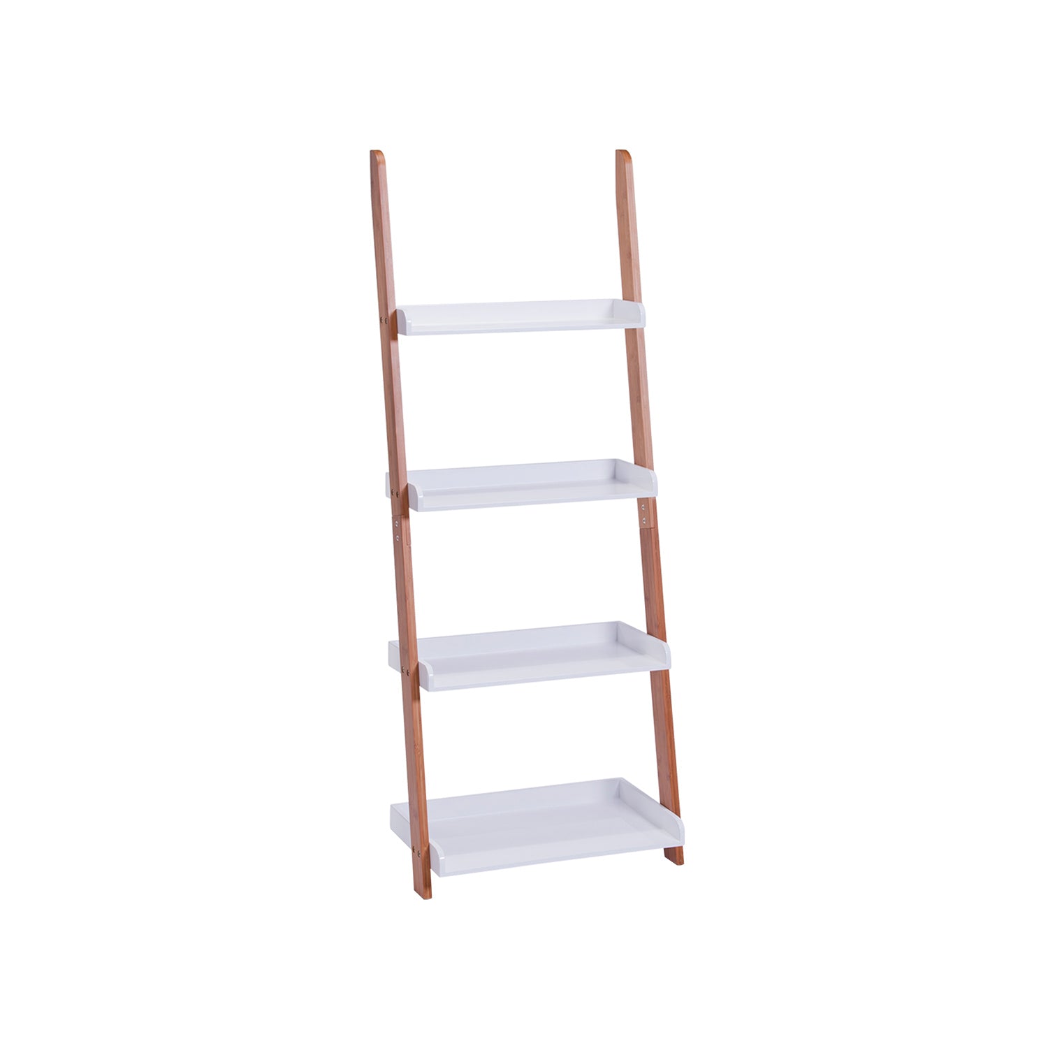Scaffala A Scala In Bamboo Con 4 Mensole