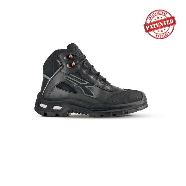 Scarpa antinfortunistica alta Upower Fixed S - Taglia 35 - Pelle pieno fiore morbida puntale antiabrasione idrorepellente fodera in Gore-Tex protezione S7S CI FO SR - Nero