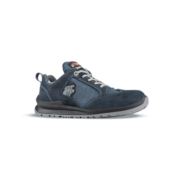 Scarpe antinfortunistiche basse Upower Colin S - Taglia 42 - Tomaia in pelle scamosciata e tela puntale in alluminio antiperforazione suola antiscivolo PU/PUTR GRIP protezione S1PS FO SR - Blu