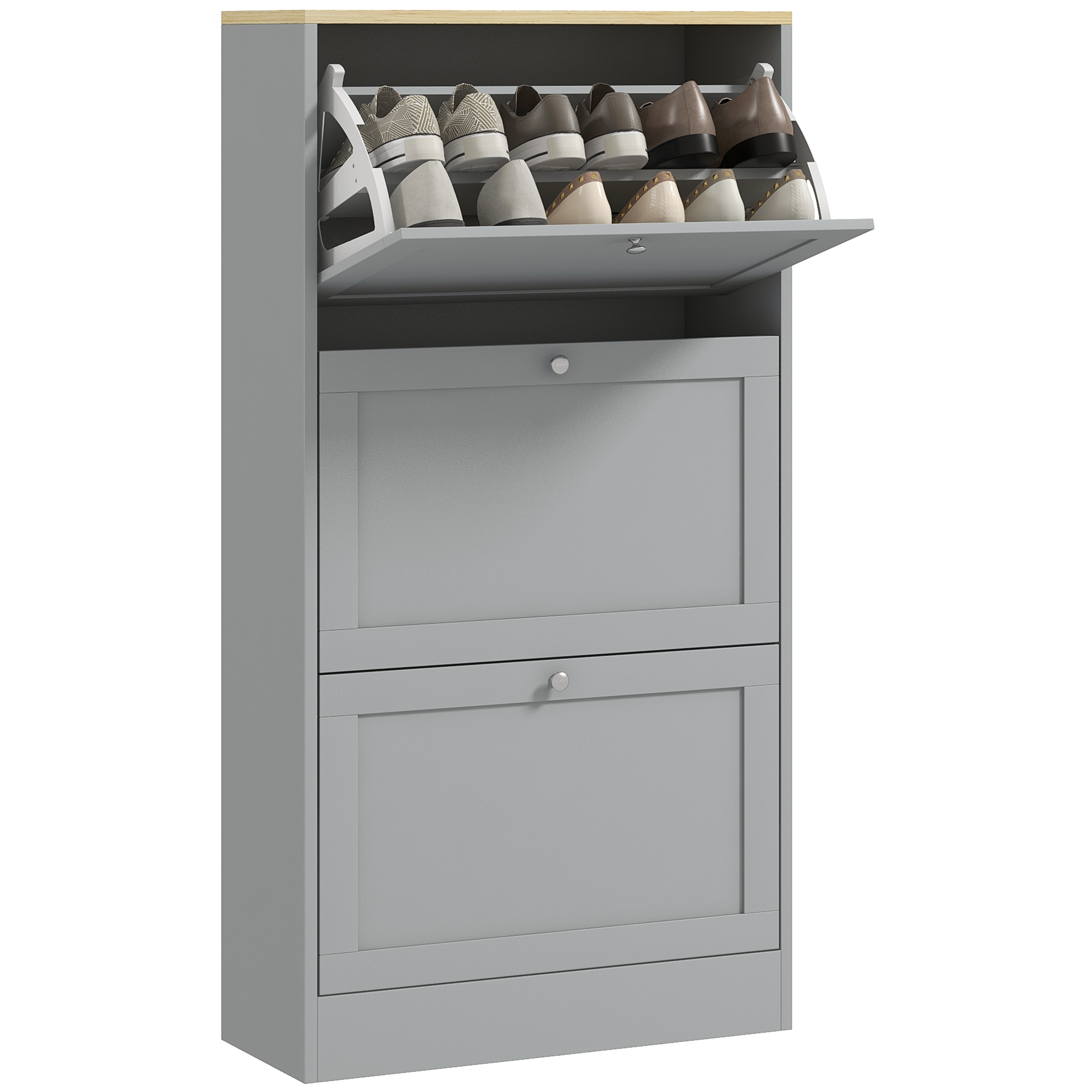 Scarpiera HOMCOM per 18 paia di scarpe, mobile scarpiera moderno e stretto con 3 ripiani regolabili, cassetti estraibili Scarpiera HOMCOM per 18 paia di scarpe, mobile scarpiera moderno e stretto con 3 ripiani regolabili, cassetti estraibili