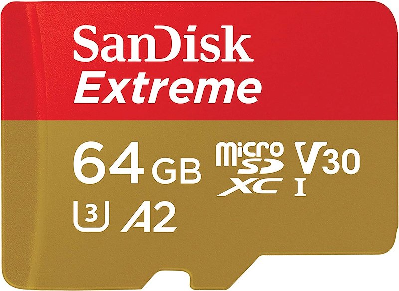 SCHEDA DI MEMORIA SANDISK Extreme Action Cam 64GB Scheda microSDXC per Cams e Drones + adattatore SD, Classe 10, U3, V30