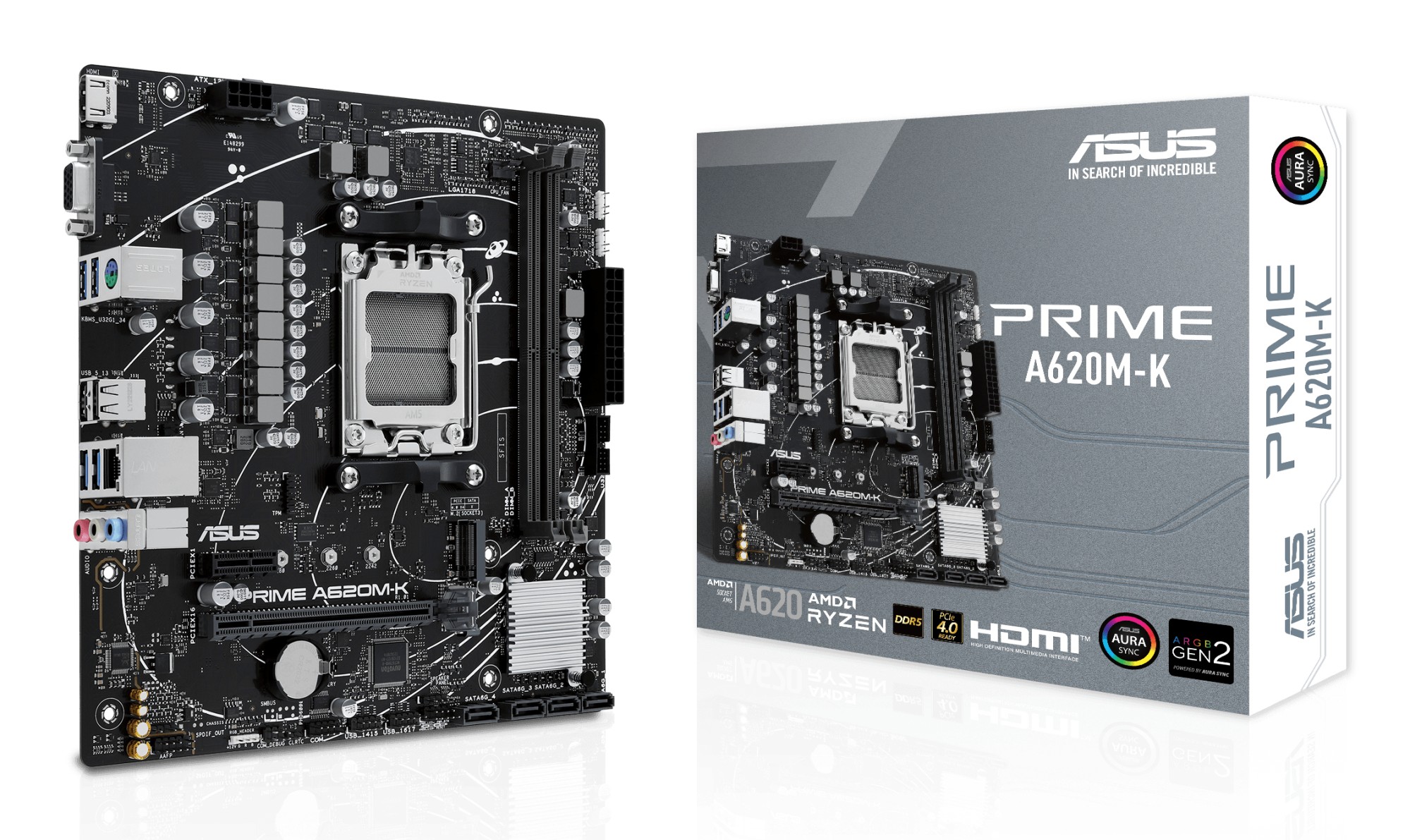 Scheda madre Asus Prime A620M-K AMD AM5 2x DDR5 - HDMI M.2 PCIe 4x SATA III USB 2.0 3.2 RJ-45 VGA fattore MicroATX Scheda madre Asus Prime A620M-K AMD AM5 2x DDR5 - HDMI M.2 PCIe 4x SATA III USB 2.0 3.2 RJ-45 VGA fattore MicroATX