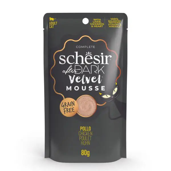 Schesir After Dark Cat Velvet Mousse Grain Free 80 g Pollo - confezione da 12 pezzi - Cibo umido per gatti - 1° ORDINE? scegli tra BZR5 - BZR20 + 200 pt fedeltà