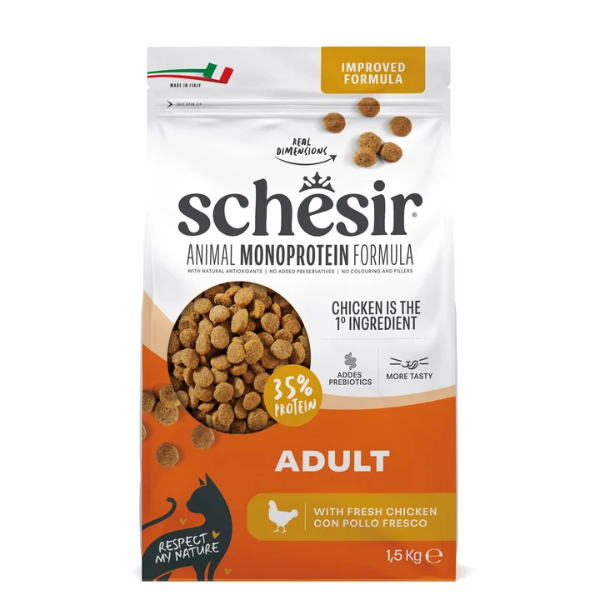 Schesir Animal Monoprotein formula Cat Adult con Pollo fresco 1.5 kg - Cibo monoproteico gatto - 1° ORDINE? scegli tra BZR5 - BZR20 + 200 pt fedeltà