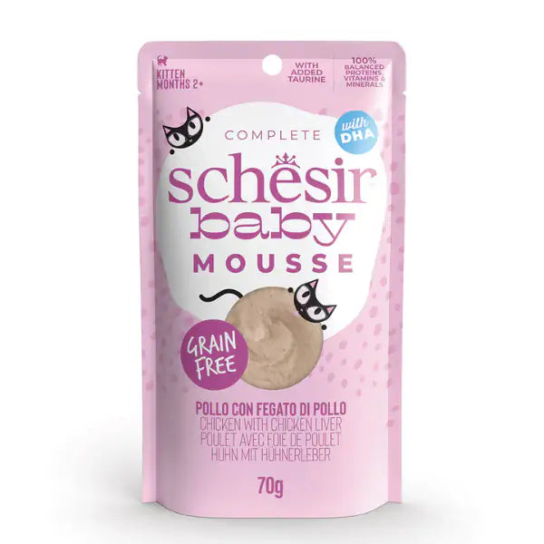 Schesir Baby Cat Mousse Grain Free 70 g Pollo con fegato di pollo - confezione da 12 pezzi - Cibo umido per gatti - 1° ORDINE? scegli tra BZR5 - BZR20 + 200 pt fedeltà