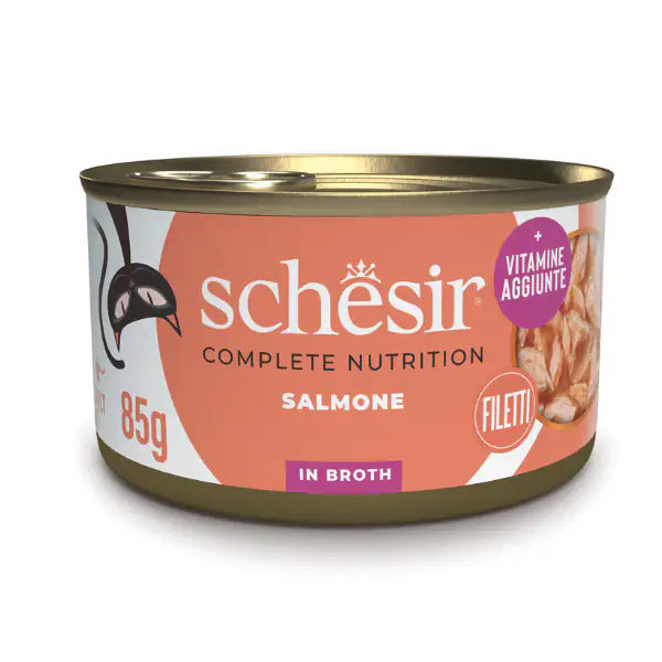 Schesir Cat Adult acqua di cottura al Naturale lattina 85 gr Salmone - confezione da 6 pezzi - Cibo umido per gatti - 1° ORDINE? scegli tra BZR5 - BZR20 + 200 pt fedeltà Schesir Cat Adult acqua di cottura al Naturale lattina 85 gr Salmone - confezione da 6 pezzi - Cibo umido per gatti - 1° ORDINE? scegli tra BZR5 - BZR20 + 200 pt fedeltà
