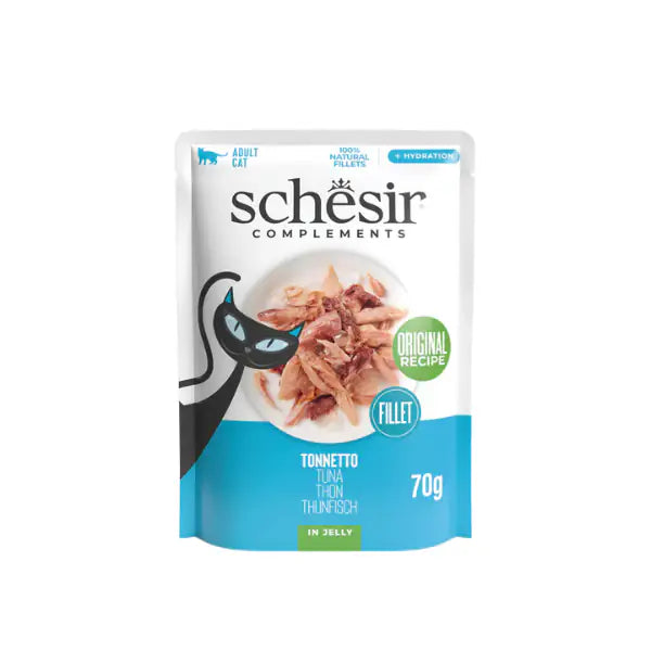 Schesir Cat Soft Adult filetti in gelatina alimento complementare bustine 70 gr Tonnetto - confezione da 12 pezzi - Cibo umido per gatti - 1° ORDINE? scegli tra BZR5 - BZR20 + 200 pt fedeltà