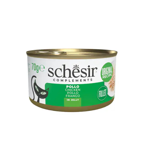 Schesir Cat Soft Adult filetti in gelatina alimento complementare lattina 70 gr Pollo - confezione da 6 pezzi - Cibo umido per gatti - 1° ORDINE? scegli tra BZR5 - BZR20 + 200 pt fedeltà