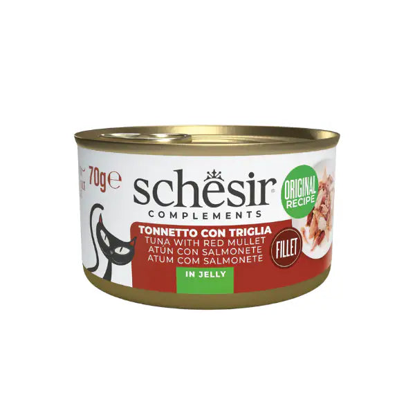 Schesir Cat Soft Adult filetti in gelatina alimento complementare lattina 70 gr Tonnetto con triglia - confezione da 6 pezzi - Cibo umido per gatti - 1° ORDINE? scegli tra BZR5 - BZR20 + 200 pt fedeltà