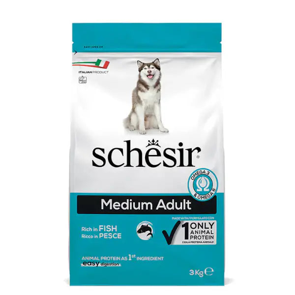 Schesir Dog Adult Medium Maintenance Pesce 3 kg - Crocchette monoproteiche cane - 1° ORDINE? scegli tra BZR5 - BZR20 + 200 pt fedeltà