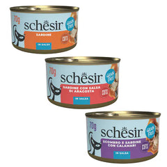 Schesir Sardine Filetti in salsa Cat Adult Grain Free 70 gr Sardine con salsa di aragosta - confezione da 12 pezzi - Cibo umido per gatti - 1° ORDINE? scegli tra BZR5 - BZR20 + 200 pt fedeltà