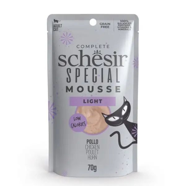 Schesir Special Cat Mousse Grain Free 70 g Light: pollo - confezione da 12 pezzi - Cibo umido per gatti - 1° ORDINE? scegli tra BZR5 - BZR20 + 200 pt fedeltà