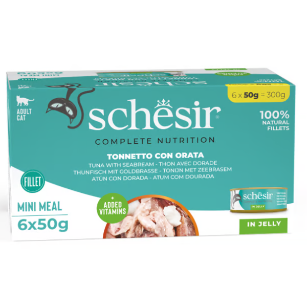 Schesir Tonnetto Con Orata Lattina Cibo Umido Gatto Adulto 6X50G