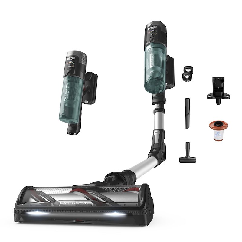 SCOPA RICARICABILE ROWENTA X-FORCE FLEX 13.60 RH9A32, Potenza Max 350 W, Autonomia fino a 60 min, Contenitore polvere 0,65 l, Verde Eucalipto e Alluminio