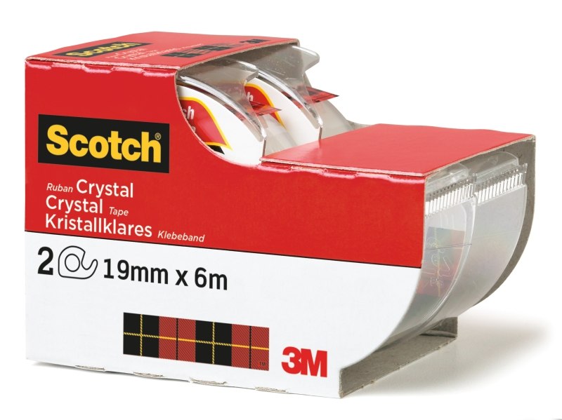 Scotch Crystal Confezione da 2 nastri adesivi invisibili - Super trasparenti - 19 mm x 6 m - Bianco Scotch Crystal Confezione da 2 nastri adesivi invisibili - Super trasparenti - 19 mm x 6 m - Bianco