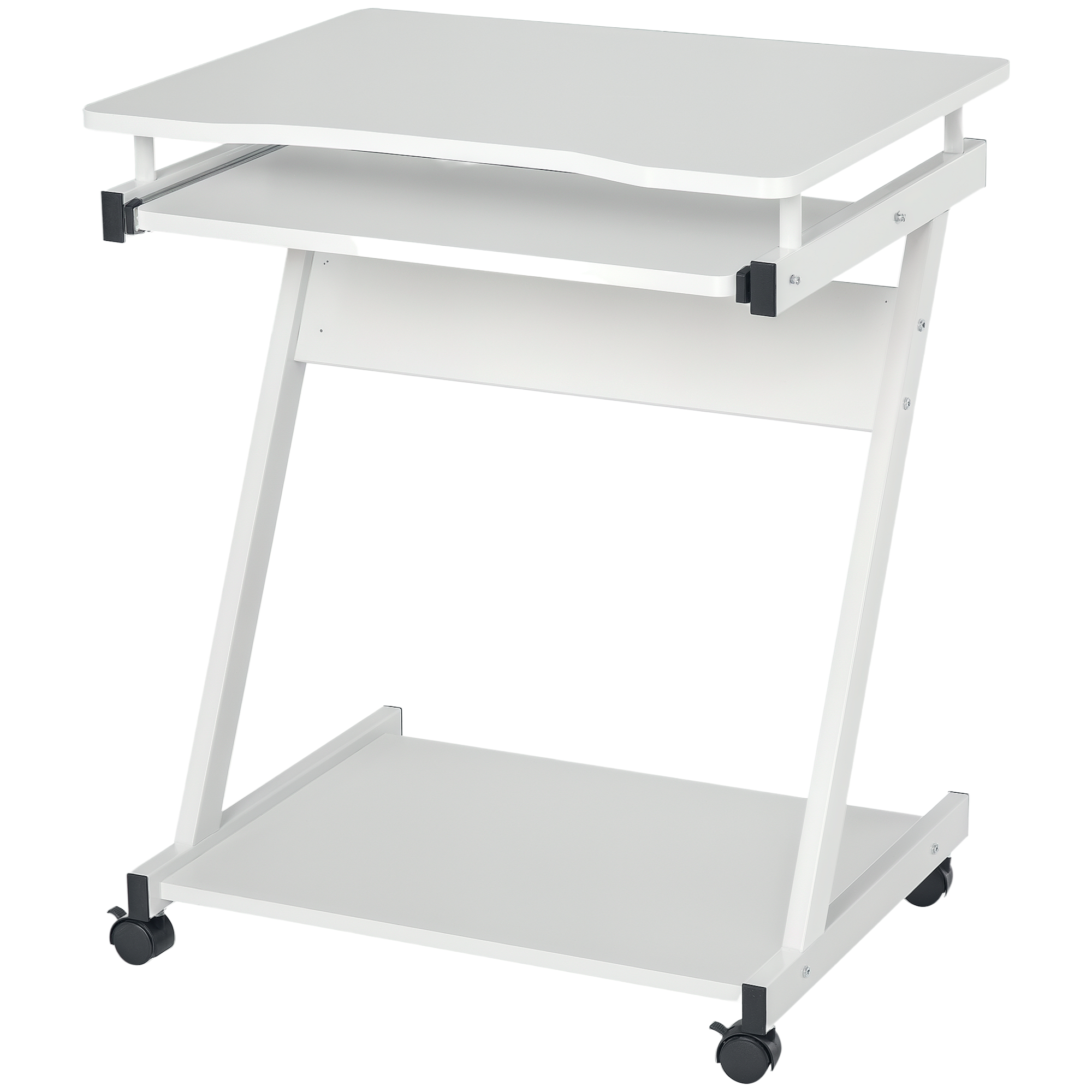 Scrivania mobile per computer Homcom - Scrivania scorrevole - Tavolo per computer - Tastiera per tablet scorrevole + ripiano - Bianco