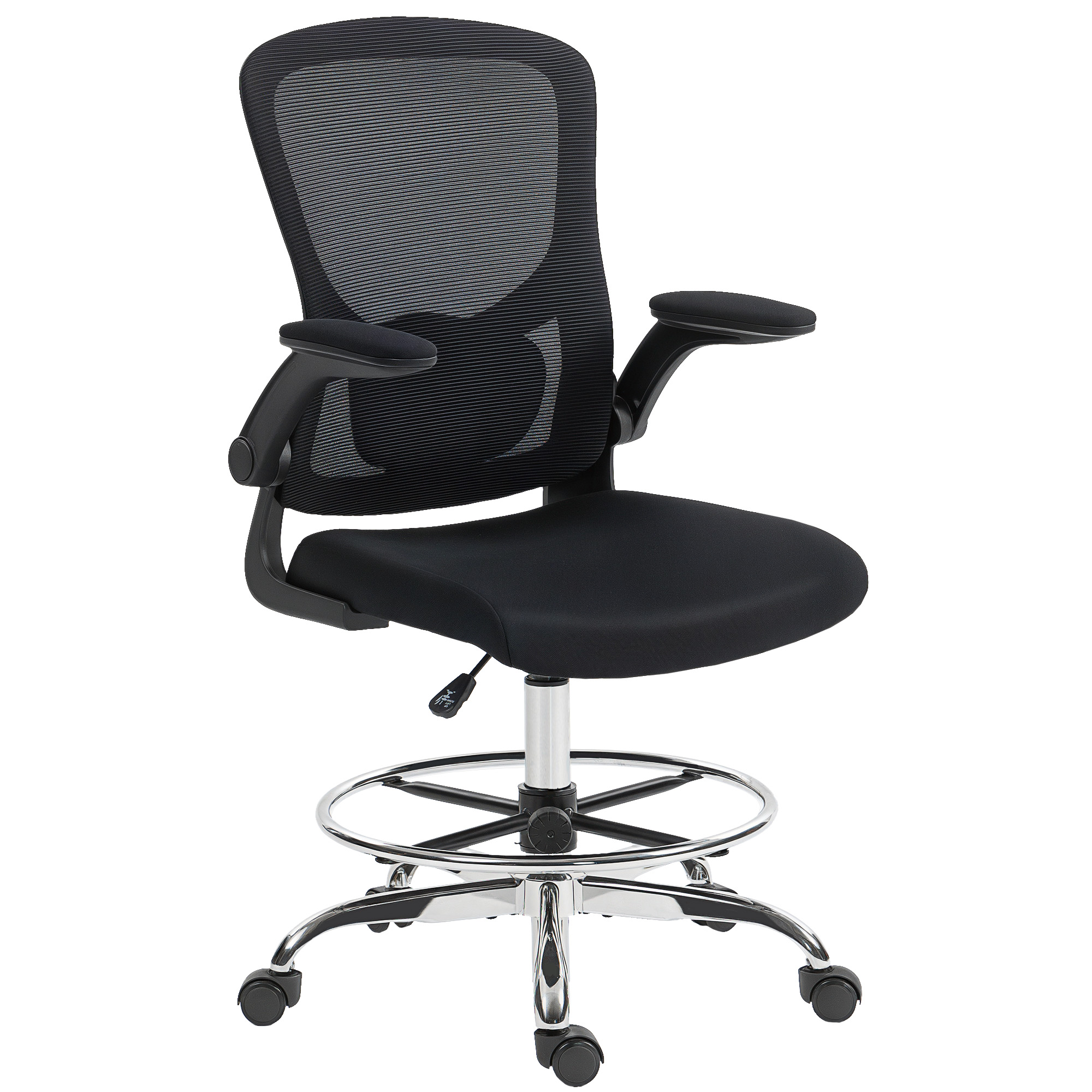 Sedia HOMCOM ergonomica con supporto lombare 4D, poltrona da scrivania, braccioli e poggiapiedi regolabili, sedia in rete traspirante, altezza regolabile e girevole.